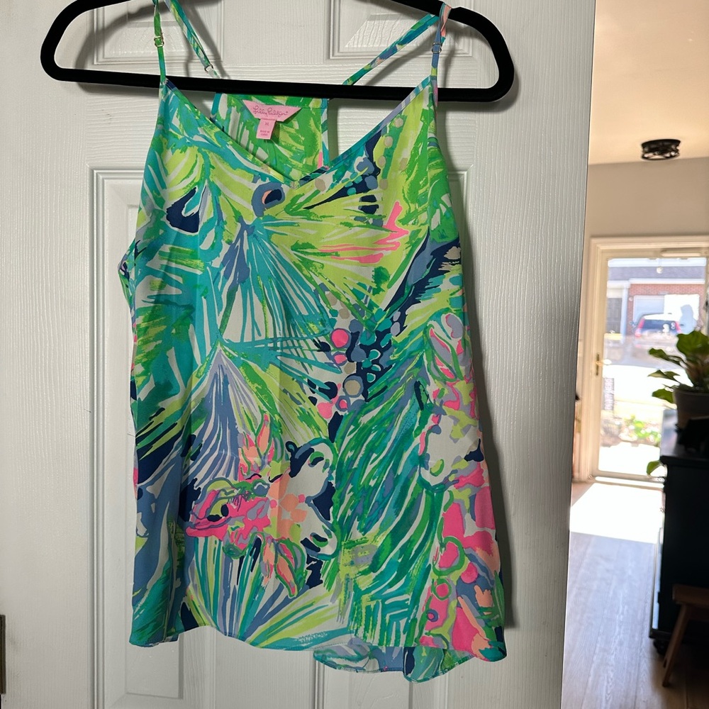 Lilly Pulitzer Silk Green and Pink Camisole